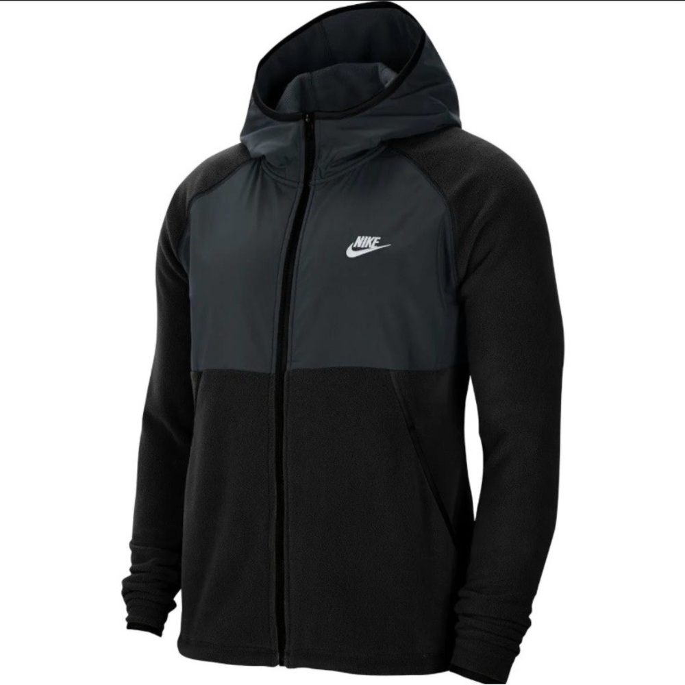 Nike Sportswear Full-Zip Hooded Fleece Jacket Black men’s Sz small Excellent con